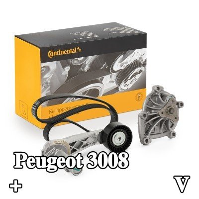 CONTITECH مضخة الماء + مجموعة الحزام المضلع على شكل V — 2012 Peugeot 3008