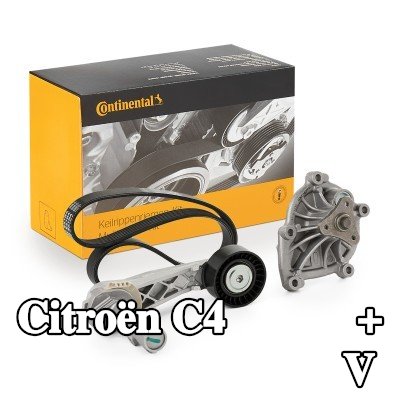 CONTITECH مضخة الماء + مجموعة الحزام المضلع على شكل V — Citroën C4