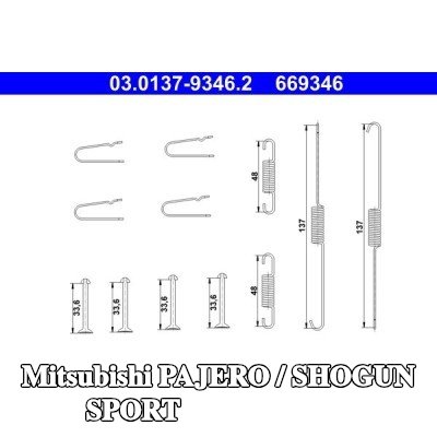 ATE طقم تركيب أحذية الفرامل — Mitsubishi Pajero / Shogun Sport