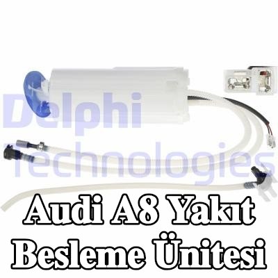 DELPHI Elektrikli yakıt besleme ünitesi, Benzin, contasız/sızdırmazlık elemanı olmadan, basınç sensörü olmadan — Audi A8