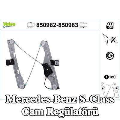 VALEO Cam regülatörü Sağ Ön, Elektrikli, elektrik motoru olmadan — 2012 Mercedes-Benz S-Class