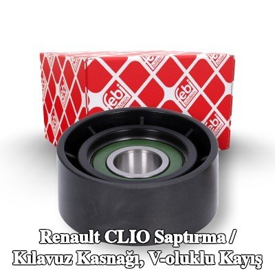 FEBI BILSTEIN Saptırma / kılavuz kasnağı, V-ribbed belt Outer Diameter: 60mm — Renault Clio