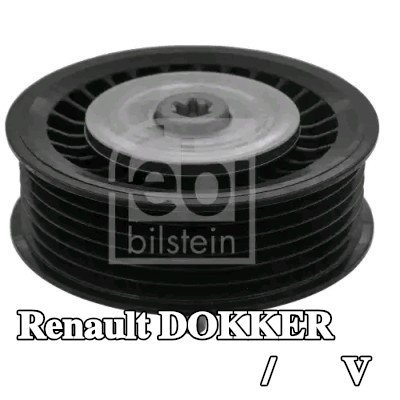 FEBI BILSTEIN بكرة الانحراف/التوجيه, V-ribbed belt Outer Diameter: 81mm, مع برغي — Renault Dokker