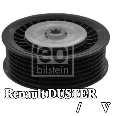FEBI BILSTEIN بكرة الانحراف/التوجيه, V-ribbed belt Outer Diameter: 81mm, مع برغي — Renault Duster