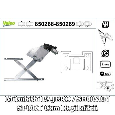 VALEO Cam regülatörü Sağ Ön, Elektrikli, elektrik motorlu — Mitsubishi Pajero / Shogun Sport