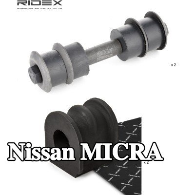 RIDEX طقم إصلاح, جلبة قضيب مانع الانقلاب المحور الأمامي كلا الجانبين, مع قضيب توصيل — 2000 Nissan Micra