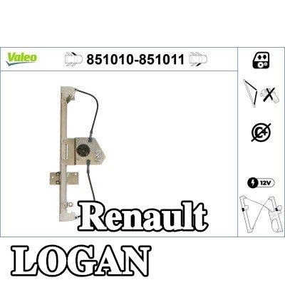 VALEO مُحرك نافذة أمامي أيسر, كهربائي, بدون محرك كهربائي — Renault Logan