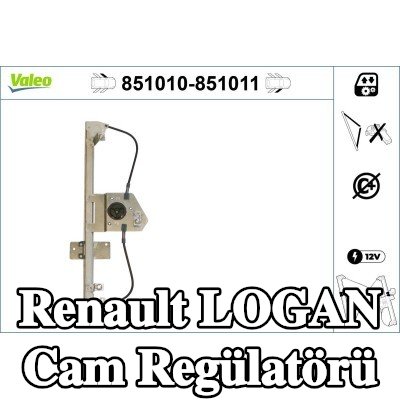 VALEO Sol ön cam regülatörü, Elektrikli, elektrik motoru olmadan — Renault Logan