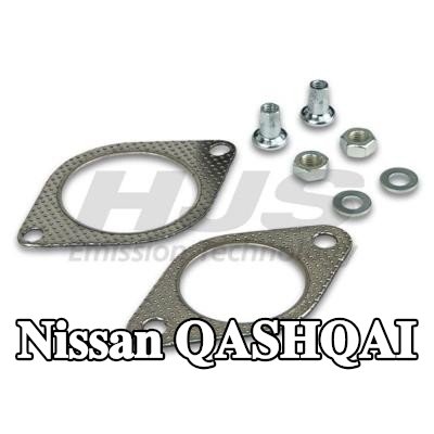 HJS طقم تركيب المحول الحفاز بدون حامل (حاملات) مطاطي (مطاطية) — Nissan Qashqai