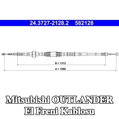 ATE El freni kablosu 1566mm — 2002 Mitsubishi Outlander
