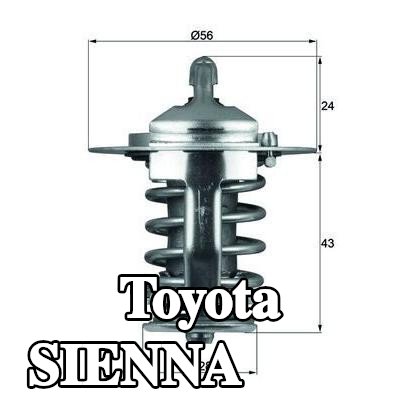 MAHLE ثرموستات 82°C, 56mm, 28mm, بدون حشية/مانع تسرب — Toyota Sienna