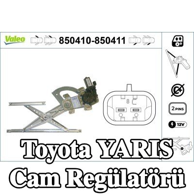 VALEO Sol ön cam regülatörü, Elektrikli, elektrik motorlu — 2002 Toyota Yaris