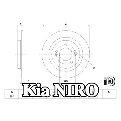 BOSCH القطر الخارجي لقرص المكابح: 284mm, صلب, مطلي — Kia Niro