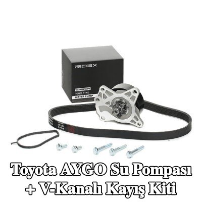 RIDEX Su Pompası + V-Kanalı Kayış Kiti — Toyota Aygo