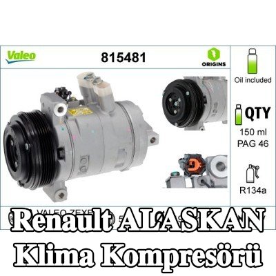 VALEO PAG kompresör yağı içeren klima kompresörü — Renault Alaskan
