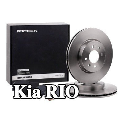 RIDEX مجموعة أقراص الفرامل والوسادات للمحور الأمامي, مُهوى, مزود بفتحات تهوية داخلية — Kia Rio