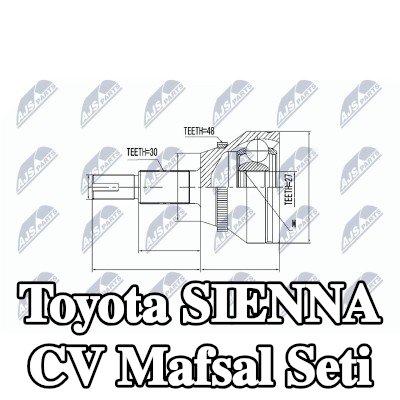 NTY CV mafsalı kiti Ön Aks, Tekerlek Tarafı, ABS sensör halkalı — 2003 Toyota Sienna
