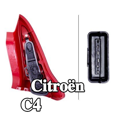 HELLA المصباح الخلفي الأيسر, مع حامل لمبة, بدون مصابيح — 2004 Citroën C4