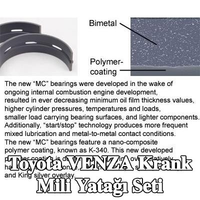 IPSA Krank mili yatak seti Çelik tabanlı alüminyum alaşımı — Toyota Venza