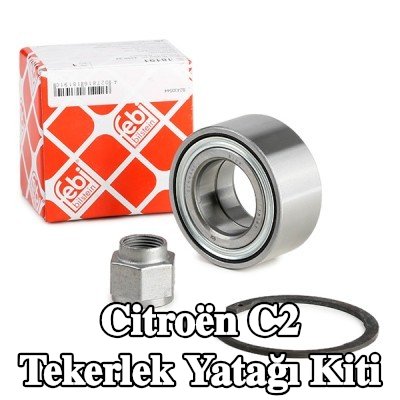 FEBI BILSTEIN Sol ön aks tekerlek yatağı kiti, Ön Aks Sağ, tutma halkası, aks somunu ile — Citroën C2