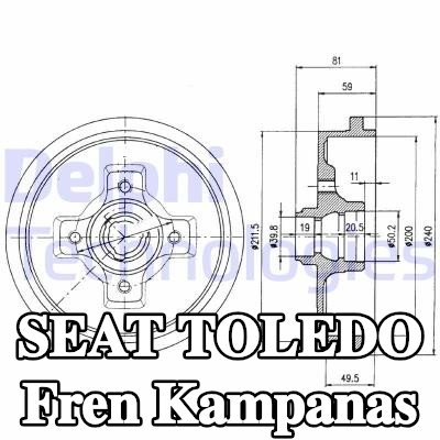 DELPHI Fren kampanas 240mm — 2002 SEAT Toledo