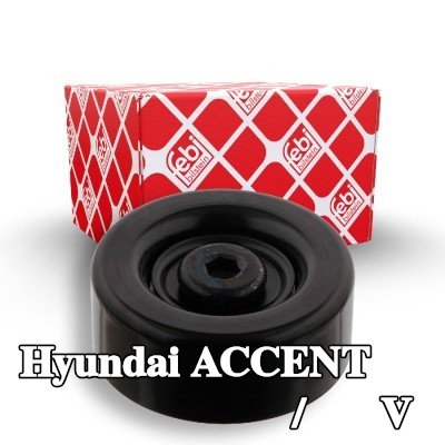 FEBI BILSTEIN بكرة الانحراف/التوجيه, V-ribbed belt Outer Diameter: 70mm, مع برغي — 2002 Hyundai Accent
