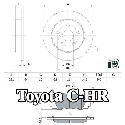 BOSCH مجموعة أقراص ووسادات الفرامل الصلبة — Toyota C-hr