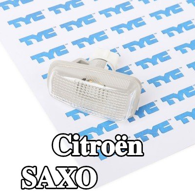 TYC مؤشر جانبي كلا الجانبين, تركيب جانبي, أبيض, مع حامل لمبة — 2002 Citroën Saxo