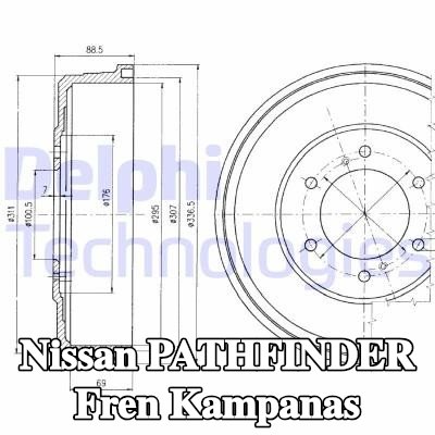 DELPHI Fren kampanas 337mm — Nissan Pathfinder