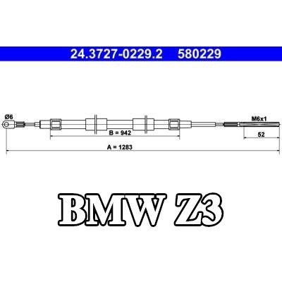 ATE كابل فرامل اليد 1283mm — BMW Z3