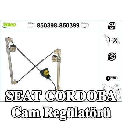 VALEO Cam regülatörü Sağ Ön, Elektrikli, elektrik motoru olmadan — SEAT Cordoba