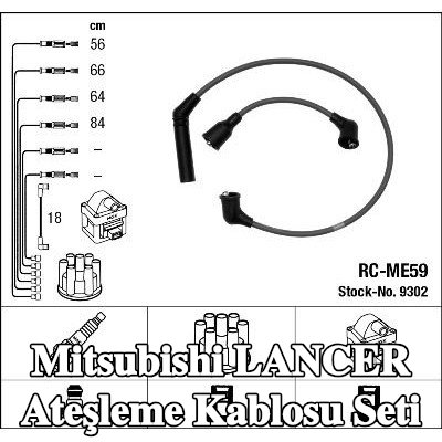 NGK Ateşleme kablosu seti mavi — 1990 Mitsubishi Lancer