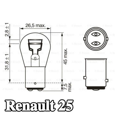 BOSCH لمبة مؤشر P21/5W, 12V — Renault 25