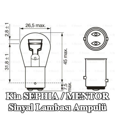 BOSCH Sinyal lambası ampulü P21/5W, 12V — 1997 Kia Sephia / Mentor