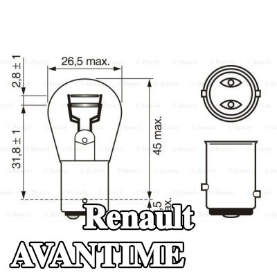 BOSCH لمبة مؤشر P21/5W, 12V — Renault Avantime