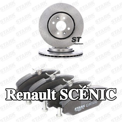 STARK مجموعة أقراص الفرامل والوسادات للمحور الأمامي, مزود بفتحات تهوية داخلية — 1999 Renault Scénic