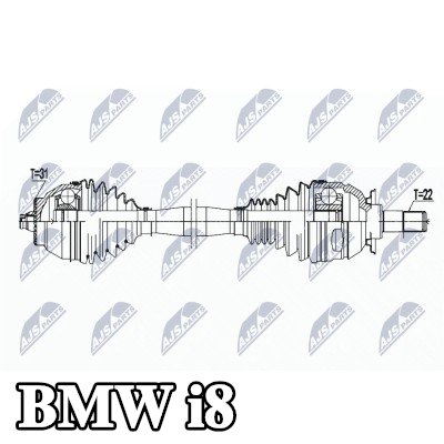 NTY عمود الدفع للمحور الأمامي الأيمن, 620mm — BMW i8