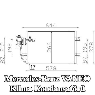 MAHLE Kurutuculu klima kondansatörü, conta halkası ile, saplamalı — Mercedes-Benz Vaneo