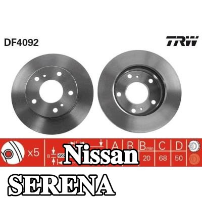 TRW القطر الخارجي لقرص المكابح: 250mm, مُهوى — 2000 Nissan Serena