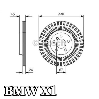 BOSCH القطر الخارجي لقرص المكابح: 330mm, مُهوى, مزود بفتحات تهوية داخلية, مطلي — 2016 BMW X1
