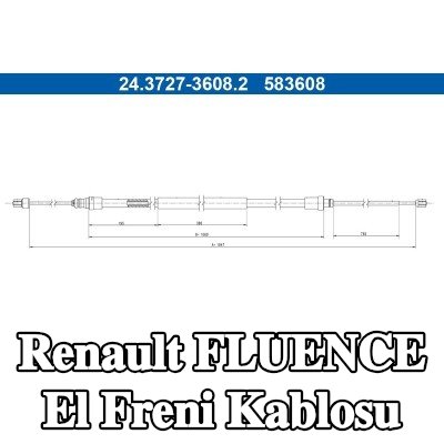 ATE El freni kablosu 1947mm — Renault Fluence