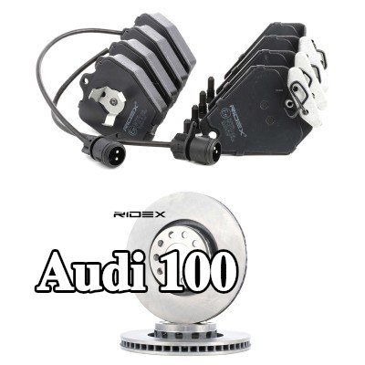 RIDEX مجموعة أقراص الفرامل والوسادات للمحور الأمامي, مُهوى خارجيًا — Audi 100