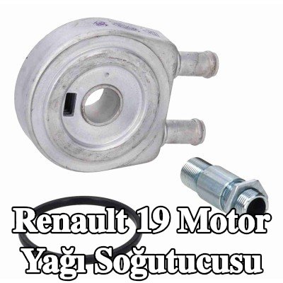 VEMO Aksesuarlı motor yağı soğutucusu, contalı/sızdırmaz, yağ filtresi muhafazası olmadan — Renault 19