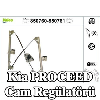VALEO Cam regülatörü Sağ Ön, Elektrikli, elektrik motoru olmadan — 2012 Kia Proceed