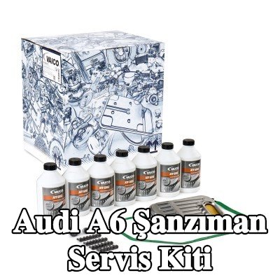VAICO Conta/sızdırmazlık elemanlı şanzıman servis kiti, standart yağ değişimi için yağ miktarı ile, conta halkası ile — 1997 Audi A6