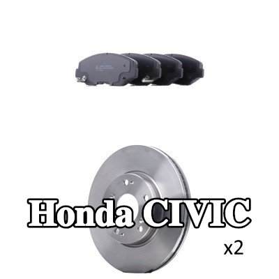RIDEX مجموعة أقراص الفرامل والوسادات للمحور الأمامي, مزود بفتحات تهوية داخلية — 2017 Honda Civic