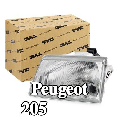 TYC المصباح الأمامي الأيسر, H4, مع حامل لمبة — Peugeot 205
