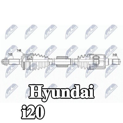 NTY عمود الدفع المحور الأمامي الأيسر, 685mm — Hyundai i20