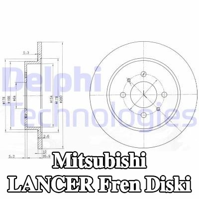 DELPHI Fren diski Dış Çap: 260mm, düz, Yağlanmış — 1990 Mitsubishi Lancer