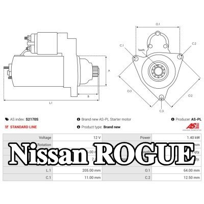 AS-PL محرك التشغيل 1, 4kW — Nissan Rogue